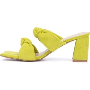 Women's Flamingo Slip-On Slide, Sandal Heeled, Square Toe, Rubber & Textile Outsole