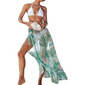 CUPSHE Women's Cover Up Sarong Pareo Swimwear Skirt Semi Sheer Self Tie Sash Belt Beach Maxi Coverups Summer