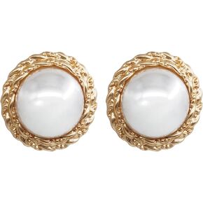Pearl Earrings for Women Big White Freshwater Pearl Rose Gold Stud Earings