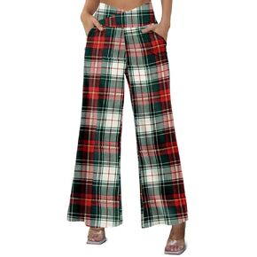 JZC Women's Wide Leg Casual Pants Cross Waist Palazzo Lounge Pajama Flowy Pants Yoga Sweatpants with Pockets