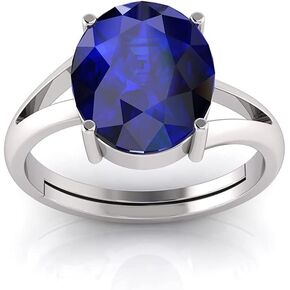 LMDPRAJAPATIS Natural Blue Sapphire Certified Jewelry Gifts Ring 9.25 Rati / 9.25 Carat Astrological Birthstone 925 Sterling Silver adjustable Ring For Men Or Women