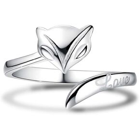 JOYID Love Fox Open Ring Adjustable Animal Fox Tail Finger Ring for Women Girls