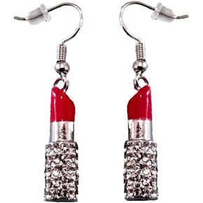 DianaL Boutique Designer Look Crystal Red Lipstick 3D Earrings Gift Boxed Fashion Jewelry