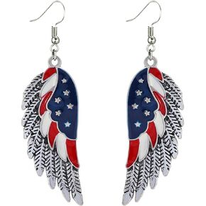 coadipress American USA Flag Earrings for Women Girls Patriotic Red White Blue Flip Flop Sandal Cubic Zircon Dangle Drop Earrings, 4th of July Independence Day Gift