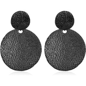 Fuvirou Bohemian Gold Silver Double Round Disc Dangle Drop Earrings Vintage Geometric Round Statement Earrings Minimalist Circle Earrings for Women Girls Jewelry Gift