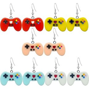 5 Pairs Simulation Gamepad Drop Dangle Earrings Video Game Controller Charms Resident Gamer Earring For Women Girls