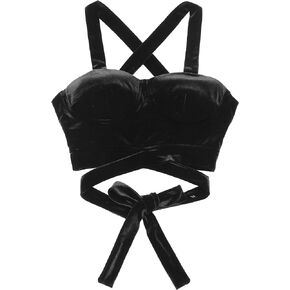 Allegra K Velvet Cami Tank Tops للنساء عيد الميلاد بلا أكمام السباغيتي حزام عميق V مثير المحاصيل الأعلى
