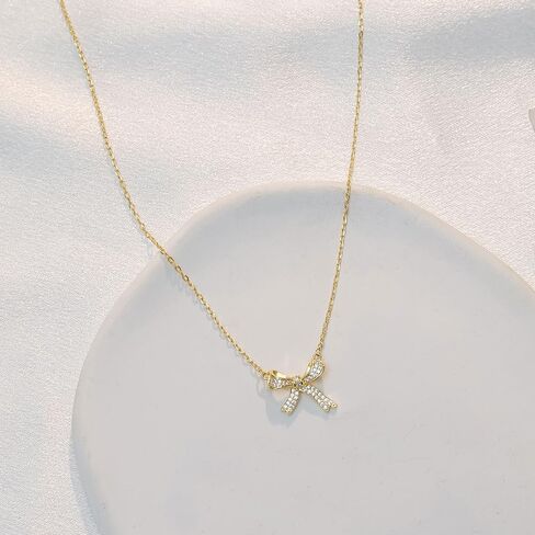 فوليو عقد بفيونكة ذهبية للنساء مرصع بالزركونيا المكعب، عقد ضيق على شكل فيونكة مطلي بالذهب عيار 14 قيراط، قلادات شوكر، هدايا مجوهرات عصرية in Kuwait