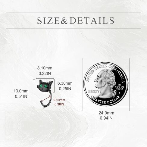 Black Cat Stud Earrings for Women 925 Sterling Silver Cat Earrings for Girls Black Cat Gifts Cat Jewelry Hypoallergenic in Saudi Arabia