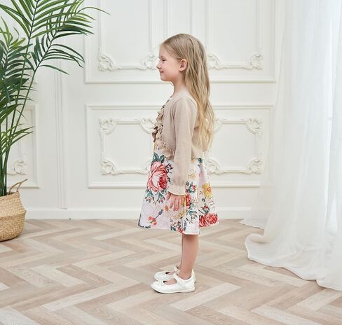 فستان YIJODM للفتيات الصغيرات مع سترة صوفية مكونة من قطعتين من ملابس البنات فستان زهري وأكمام طويلة in Kuwait