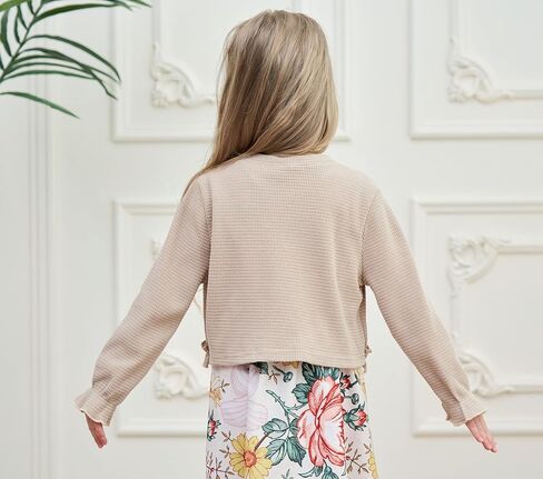 فستان YIJODM للفتيات الصغيرات مع سترة صوفية مكونة من قطعتين من ملابس البنات فستان زهري وأكمام طويلة in Kuwait