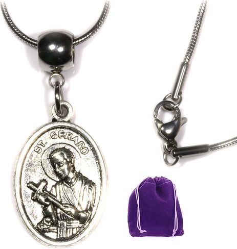 Saint Gerard Necklace - 100% Stainless Steel Chain Fertility Bracelets and Gifts for Women St. Gerard Medal to go with your Prayer Card and to accompany your Ava Fertility Bracelet in Saudi Arabia