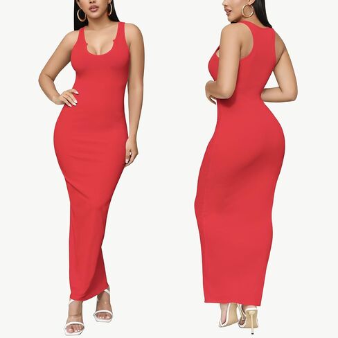 Bamulu المرأة مثير Bodycon تانك القمم فستان طويل ماكسي Racerback الصيف عادية سليم صالح فستان الشمس بلا أكمام صالة الأساسية 2024 in Kuwait