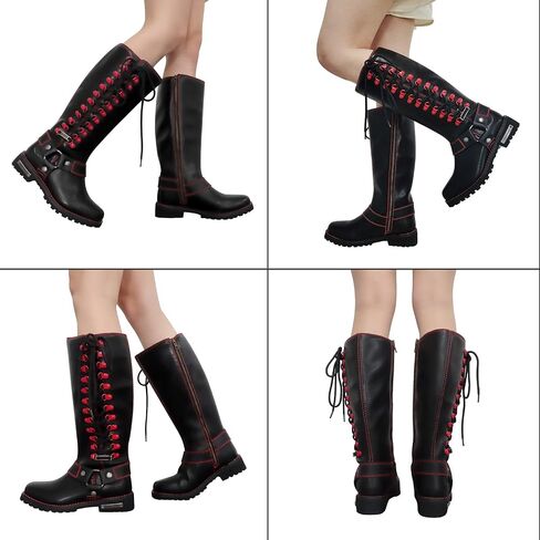 Women's Knee-High Fashion Boots, Comfortable Low Heel Mid Calf Flat Boots for Ladies. in Saudi Arabia