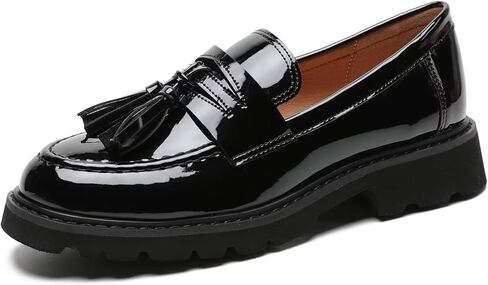 أحذية بدون كعب سوداء على الموضة للنساء، أحذية بدون كعب من الجلد اللامع، أحذية بدون كعب منصة، أحذية أكسفورد كلاسيكية، أحذية بدون كعب مسطحة، أحذية بمقاسات كبيرة in Kuwait