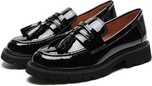 أحذية بدون كعب سوداء على الموضة للنساء، أحذية بدون كعب من الجلد اللامع، أحذية بدون كعب منصة، أحذية أكسفورد كلاسيكية، أحذية بدون كعب مسطحة، أحذية بمقاسات كبيرة in Kuwait