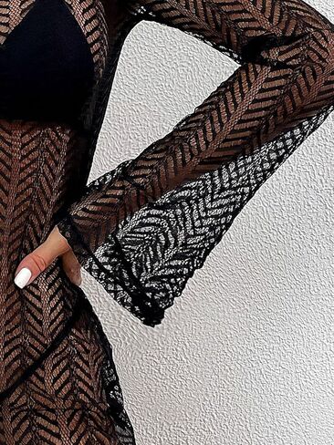 فستان GORGLITTER النسائي المجوف للتغطية بدون أكمام شبكي شفاف بدون ظهر لفساتين الشاطئ in Saudi Arabia