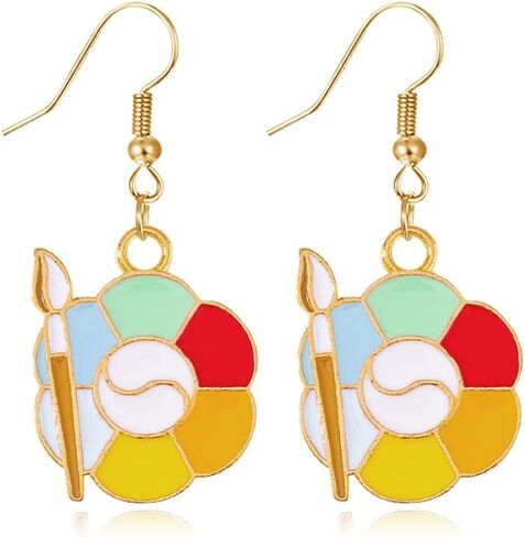 أقراط فرشاة طلاء فنية من CHUNYANAN، أقراط متدلية متدلية للنساء والفتيات، هدية مجوهرات ساحرة للرسام الملون in Kuwait