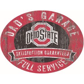 Fan Creations Ohio State Buckeyes 12" Round Dad's Garage Wood Sign