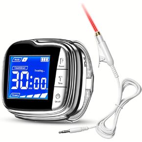 Red Light Therapy Wristwatch Pain Relief with Timer, Infrared Light Therapy Wrist Watch with Nasal Probe, 4 Intensity Multifunctional Watch for Elderly People, 10x650nm