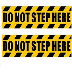 Outdoor/Indoor (2 Pack) 9.5" X 3" - Do Not Step Here - Caution Warning Sign Vinyl Label Sticker Decal - Back Self Adhesive Vinyl