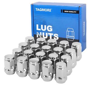 20pcs 1/2"-20 Lug Nuts - Compatible with 1987-2018 Jeep Wrangler, 1993-2010 Grand Cherokee, 1994-2001 Dodge Ram 1500, 1991-2019 Ford Explorer, One-Piece Design Factory Chrome Wheel Lug Nut Set