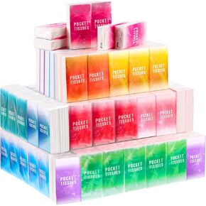 200 Pack Facial Tissues Travel Size Bulk 4 Ply Small Pocket Tissues Pack Soft Disposable Individually Wrapped Tissues for Wallet Purse Wedding Bachelorette Graduation Party, 10 Design