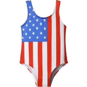 KANGKANG Toddler Girls One Piece Swimsuit 4th of July American Flag Bathing Suit 4t Swimsuit Girls 5t Swimsuit Girls Independence Day Swimwear 4-5 Years