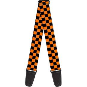 Buckle-Down Guitar Strap Checker Black Neon Orange 2 Inches Wide (Model: GS-W30306)