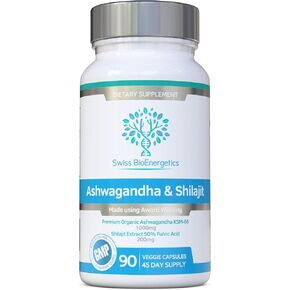 Ashwagandha & Shilajit - Ashwagandha KSM-66 1000mg & Purified Shilajit Extract 200mg (50% Fulvic Acid) - No artificial fillers, binders or flow agents - Suitable for Vegans