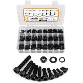 VIGRUE 1744PCS M2 M3 M4 M5 عرافة المقبس رئيس غطاء المسمار البراغي والصواميل عدة، ترقية الزنك مطلي 12.9 سبائك الصلب الصواميل والمسامير مجموعة متنوعة مسامير آلة متري in Kuwait