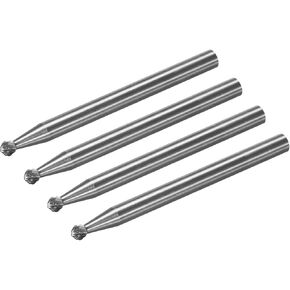 Tungsten Carbide Rotary Files 1/8" Shank, Single Cut Ball Shape Rotary Burrs Tool 2mm Dia, for Die Grinder Drill Bit Alloy Steel Hard Metal Carving Polishing Engraving, 4pcs