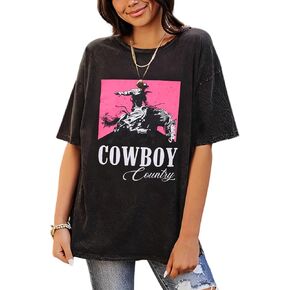 BOUTIKOME Cowboy Killer Shirt for Women Oversized Western Graphic Tees Vintage Cowgirls Loose Top in Kuwait
