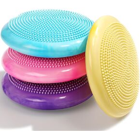 4 Pcs Wiggle Seat for Sensory Kids Inflated Wobble Cushion Sensory Seat Cloud Design Flexible Seating for Classroom Elementary, Balance Disc with Needle Pump for Kids Adult Pet Training