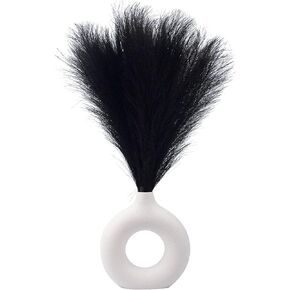 6 قطع من عشب بامباس الصناعي مقاس 17 بوصة/44 سم عشب بامباس الاصطناعي المنفوش 7 فروع لحفلات الزفاف وغرفة النوم وديكور المنزل البوهيمي (027 أسود) in Kuwait