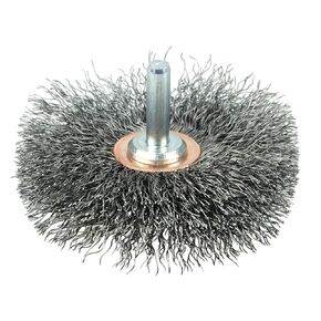 Weiler 17616 3" Narrow Face Stem-Mounted Crimped Wire Wheel, .0118" Steel Fill, 1/4" Stem, Made in the USA