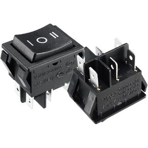 uxcell 2Pcs DPDT On/Off/On 3 Position 6Pin Snap Boat Rocker Toggle Switch,Black,AC 16A/125V 16A/250V,for Boat,Household Appliances