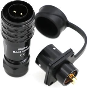 WEIPU SA12 2 Pin Industrial Aviation Connector Waterproof Electrical Soldering Adapter Male Plug Panel Mount Female Socket AC/DC Power Metal Connector