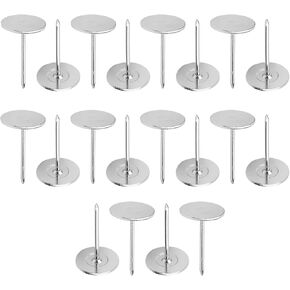 120PCS Flat Upholstery Nails Tacks Flat Head Tack for Sofa Headboards Door Decoration Nailhead Decorative Trim for Furniture Silver 16x20mm