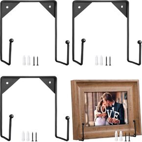 4 Pcs Large Wall Mount Plate Display Stands Decorative Plate Wall Easel Holder Metal Plate Hangers for the Wall Plate Holder with Screws for Home Photo Frame 7.87 inch, Black