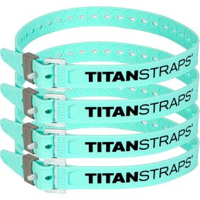 Titan Utility Straps – Easy-to-Use, Reliable Tension Straps for Securing Bike & Moto Gear, Skis, Garden Hoses, Field Repairs – Use in Frigid Temp – 60 lb. Working Load, 25" Length, 4-Pack, Sea Foam