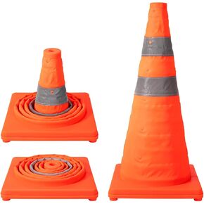 Collapsible Traffic Cone 1 Pack 18 inch Orange Road Parking Safety Cones with Reflective Collars Multi Purpose Pop-up Cones Extendable Safety Cone for RV Trailer Camper Parking Lot in Kuwait