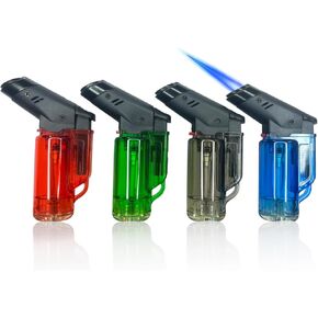 4 عبوات من ولاعة الشعلة النفاثة، قابلة لإعادة التعبئة بالغاز ولهب مرئي قابل للتعديل للتخييم والطهي والشواء in Kuwait