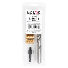 E-Z LOK EZ-400-510 Threaded Inserts for Wood Installation Kit, Brass Thread Inserts, 5/16-18 Internal Threads, 1.00" Length, 6 Inserts, 1 Drill, 1 Installation Tool