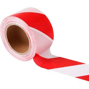 TopSoon Red White Stripes Barricade Tape 2.8-Inch by 660-Feet Roll Non-Adhesive Caution Tape Safety Barrier Tape Construction Tape Waterproof Flagging Tape
