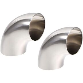 uxcell Stainless Steel 304 Vacuum Fitting Elbow 90 Degree Polished 2 Inch Tube OD 2pcs