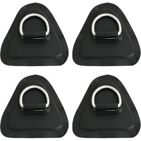 4PCS Stainless Steel D-Ring Circular Patch with Triangular Base for Inflatable Boat Kayak Dinghy SUP, PVC Patch Stand-Up Paddleboard Canoe Rafting Accessories