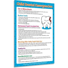 Safety Magnets Kids Dental Emergencies Poster - Laminated - Dentist Office Decoration, School Nurse Poster - Educational Poster - 12x18 in.
