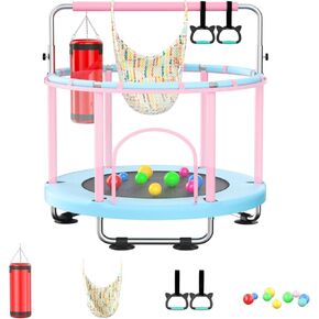 Trampoline for Kids, 55" Toddler Trampoline with Safety Enclosure Net, 440lbs Indoor Outdoor Baby Kids Trampoline, Trampoline Indoor Toy Jumping Mat, Birthday Gifts for Children Boy Girl