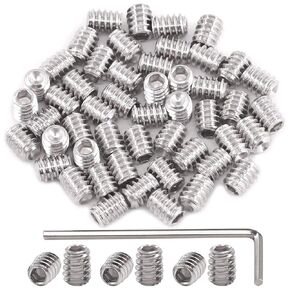 Hilitchi 100Pcs SAE Stainless Hex Allen Head Socket Set Screws Grub Screw Bolts Assortment Kit Internal Hex Drive Cup-Point Screws #6-32 x 3/16